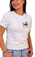 Camiseta Regular Dog Flores Bordadas CRUDO