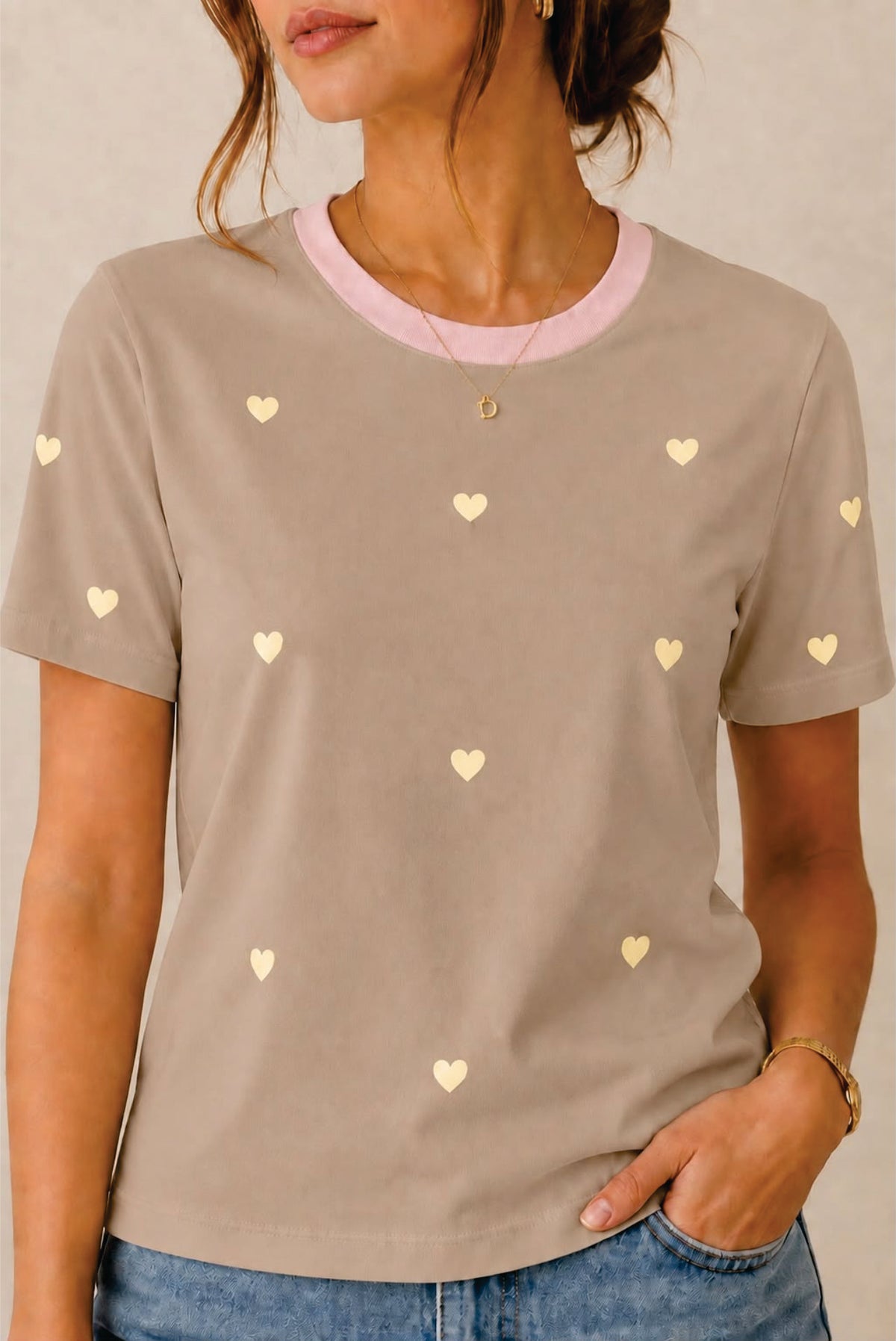 Camiseta Regular Print Corazones MOCCA