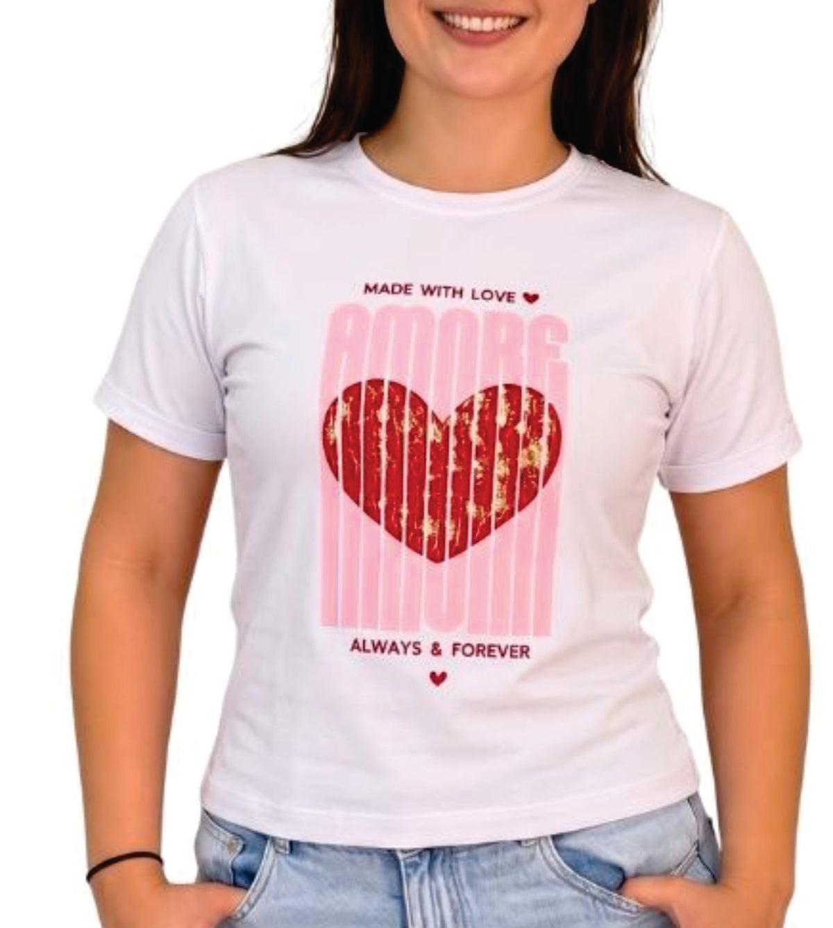 Camiseta Regular Made With Love Amore BLANCO