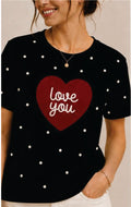 Camiseta Regular Corazon Love You NEGRO