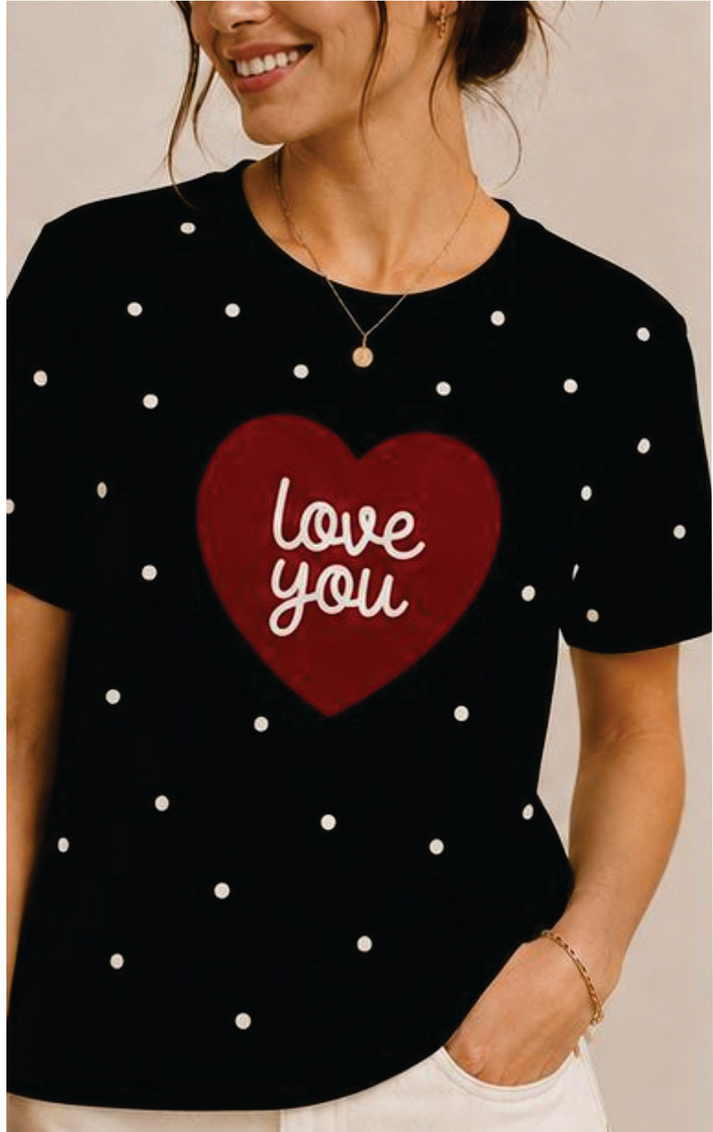 Camiseta Regular Corazon Love You NEGRO