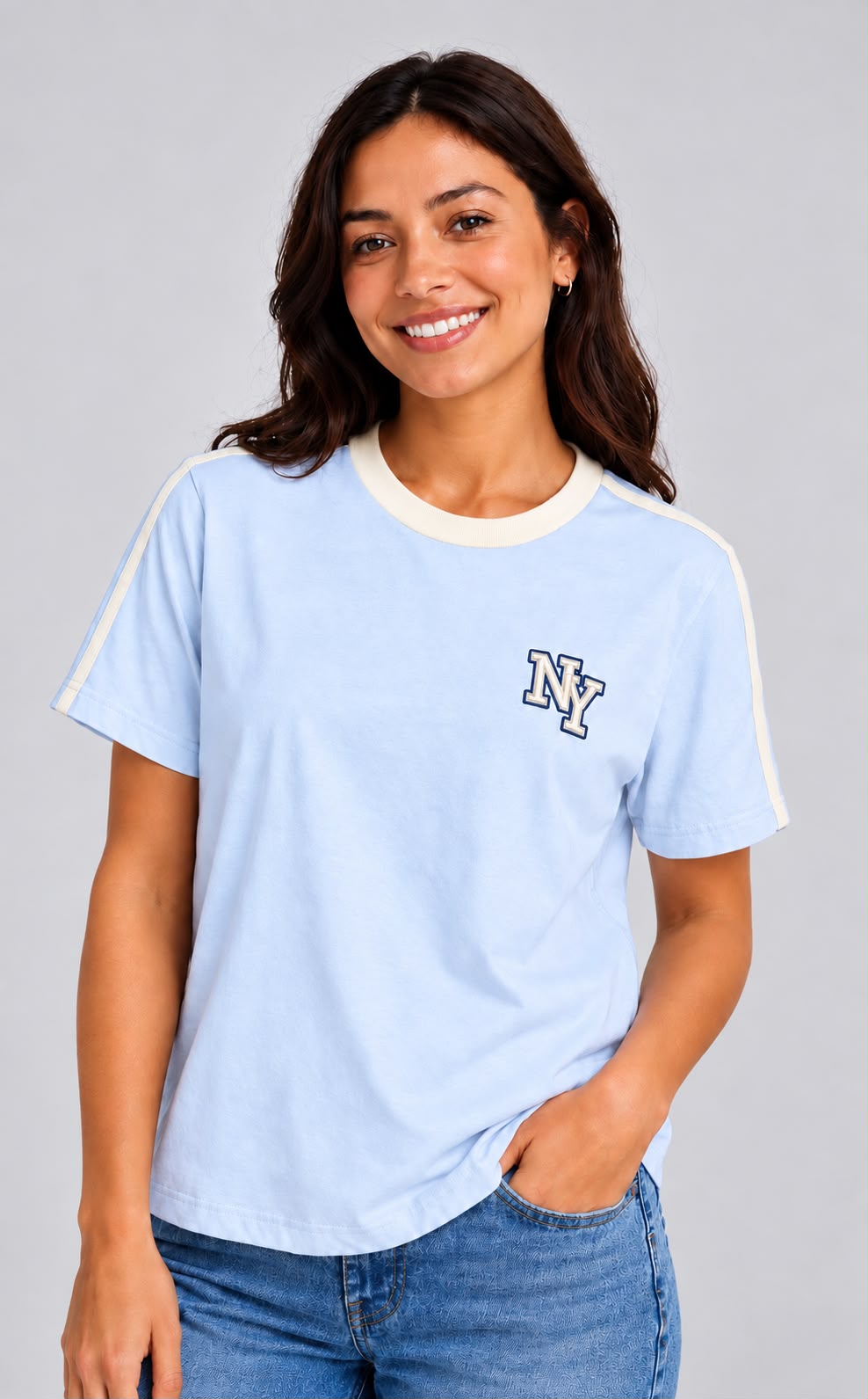 Camiseta Regular Ny Bordado